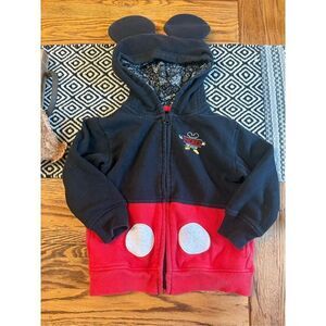 Disney Parks Mickey‎ Mouse Ears Zip Up Fleece Long Sleeve Hooded Jacket Size 2XS